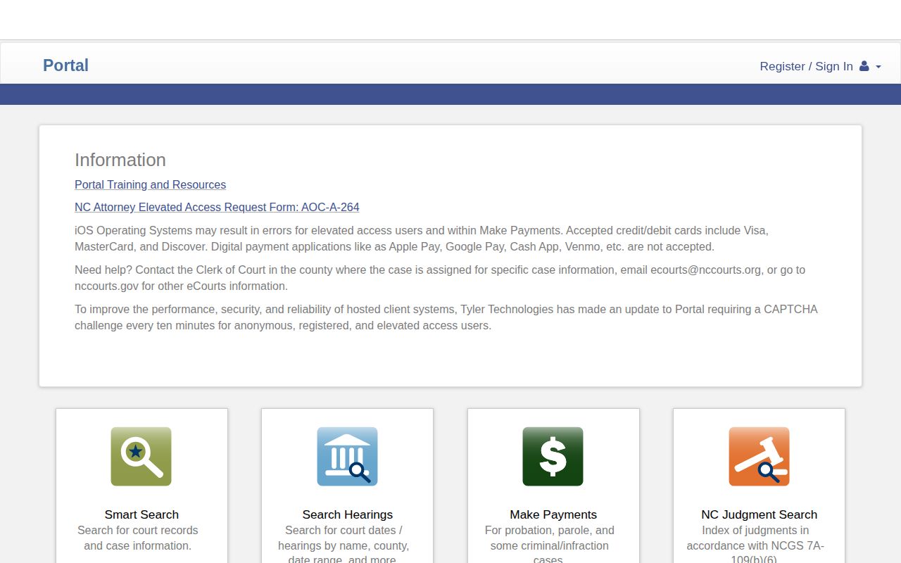 Dare County release record search in the NC eCourts Portal